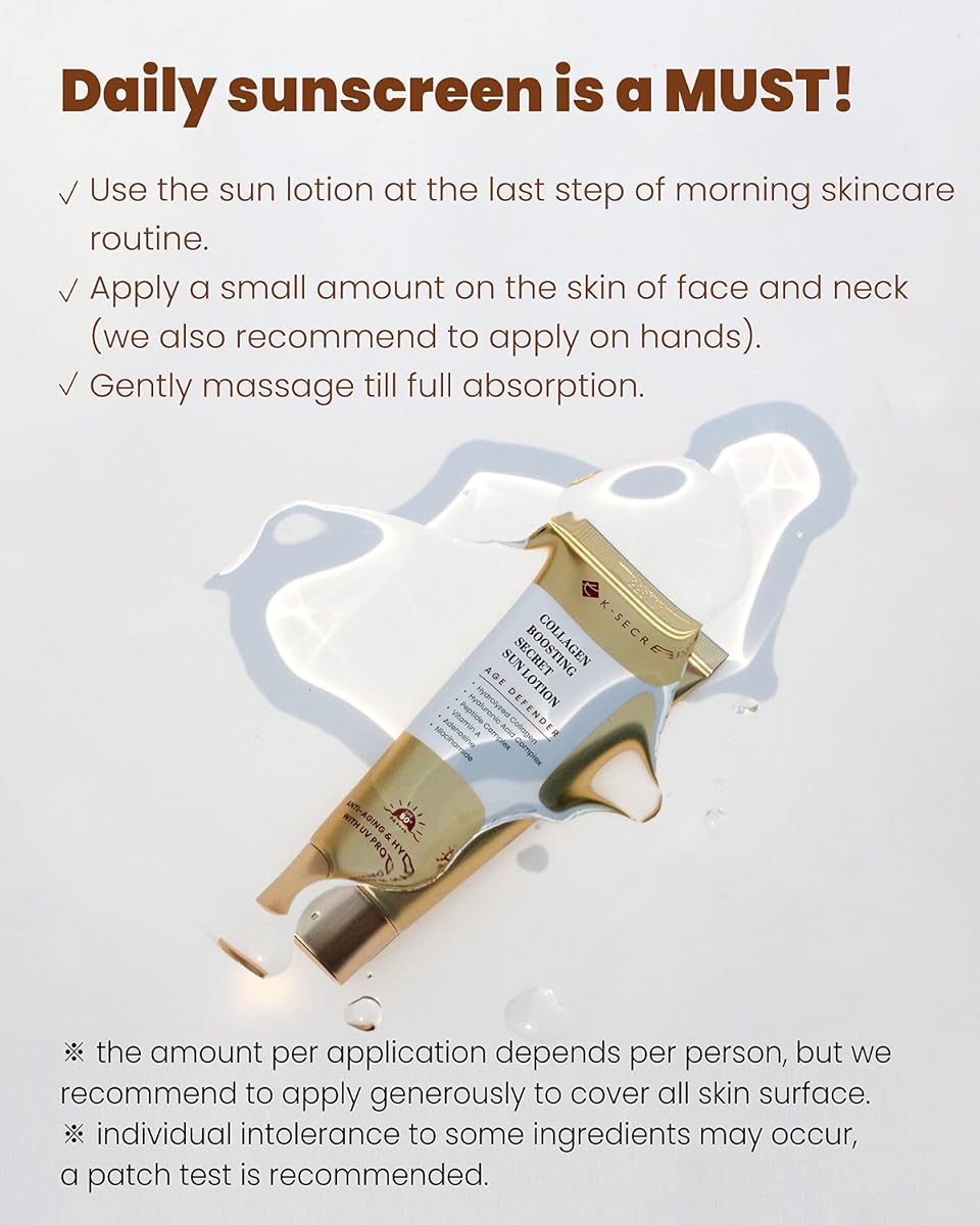 K-SECRET SEOUL 1988 Collagen Boosting Secret Sun Lotion, 560,000ppm Collagen, 50ml - Image 6