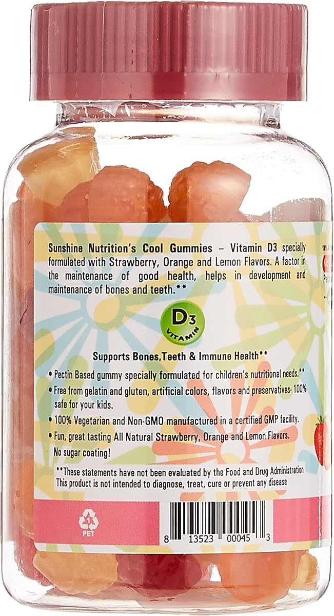 Sunshine Nutrition Kids Vitamin D3 Gummies - 60 Gummies, Gluten Free - Image 3