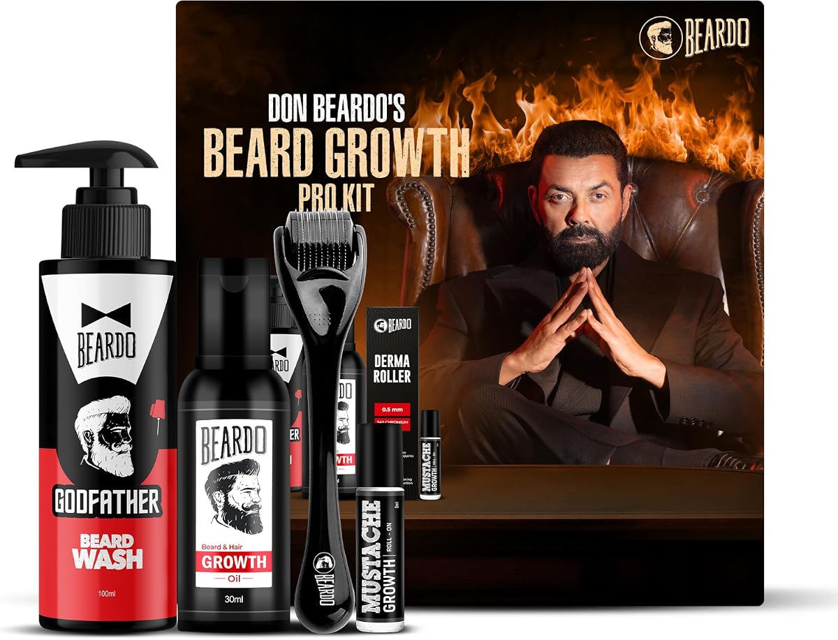 Beardo Beard Growth Pro Kit V3 - Complete Beard Care Set with Beard Oil, Activator & Growth Roll-On