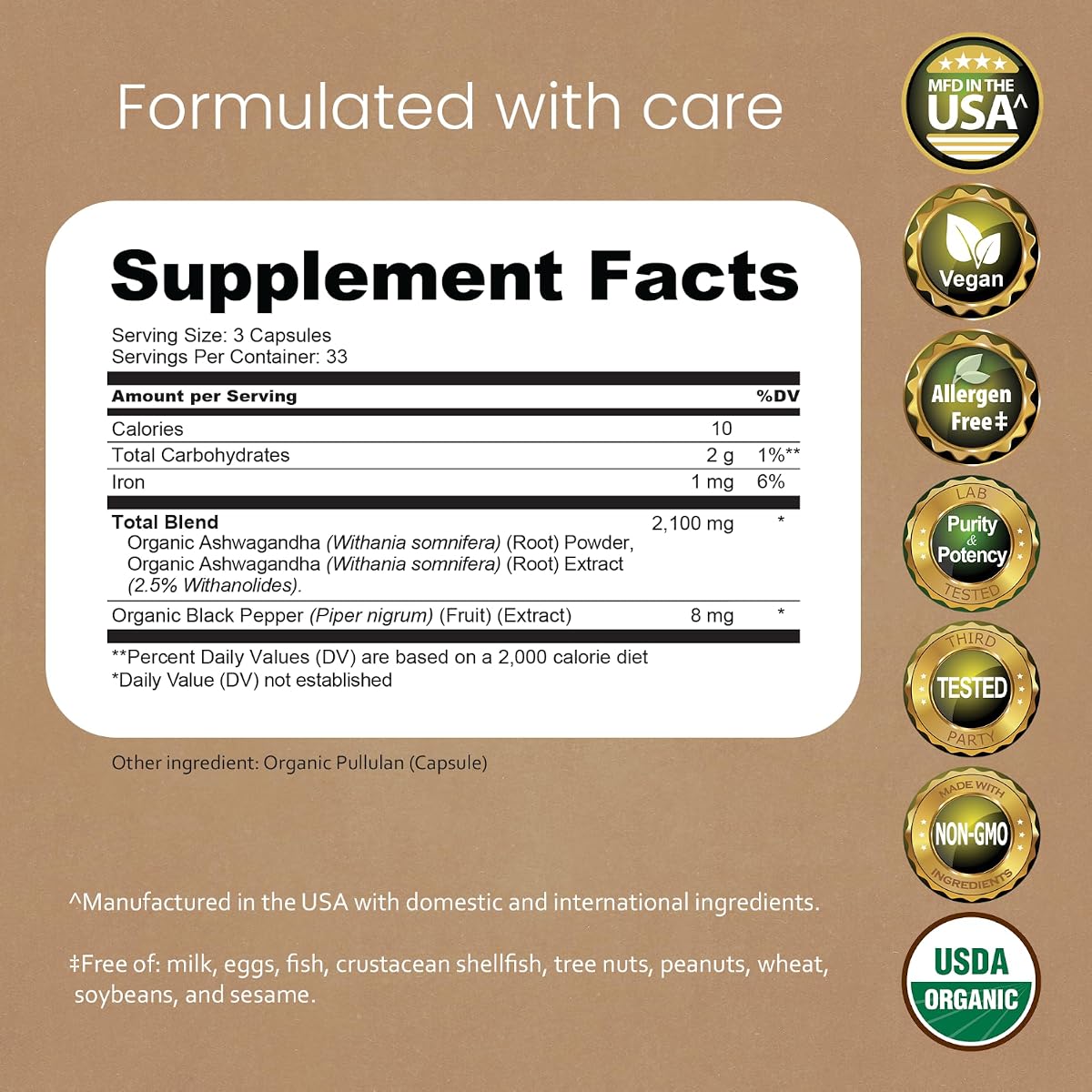 Naturalife Labs Organic Ashwagandha 2100mg - Vegan Capsules, 100 Count - Image 2