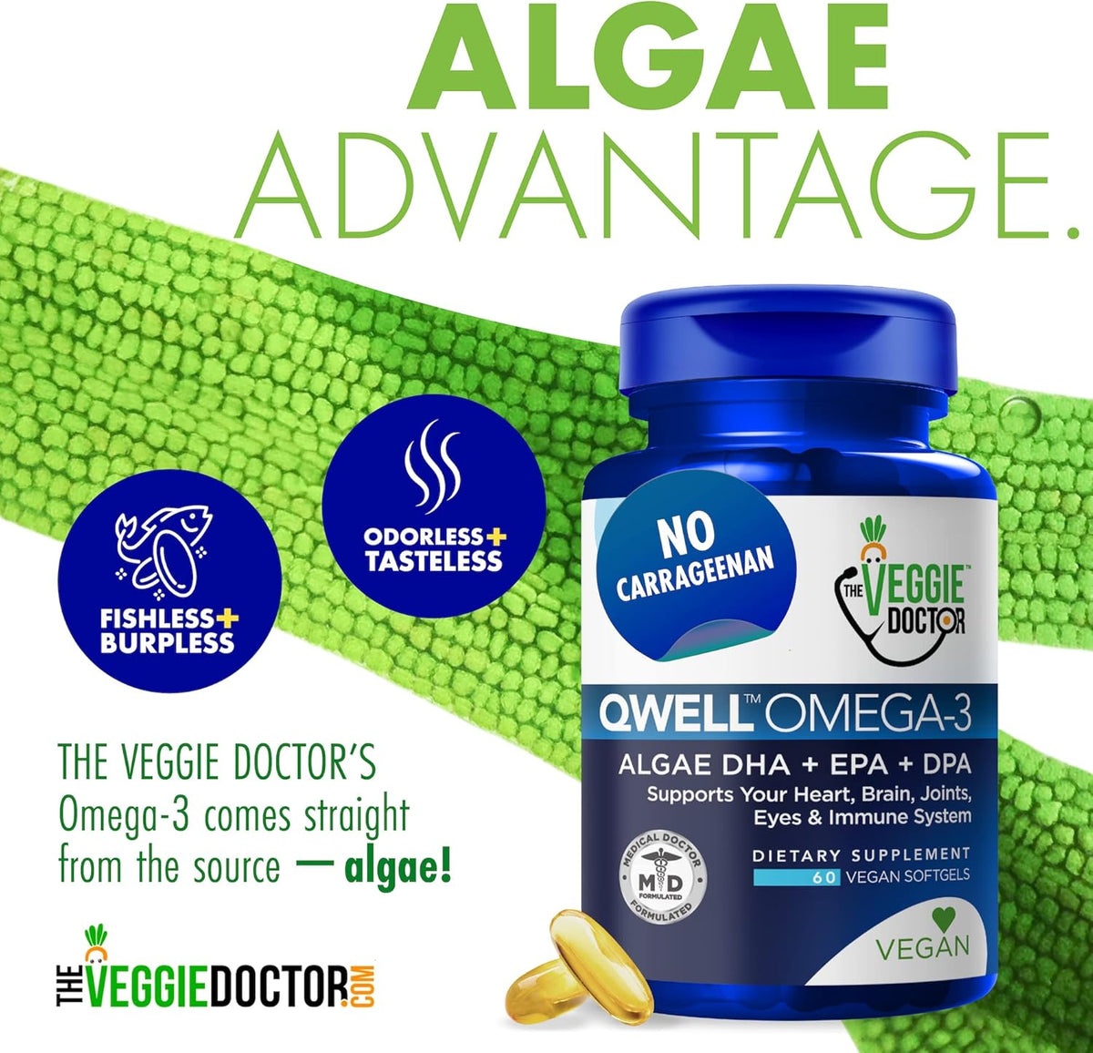 The Veggie Doctor Qwell Omega-3 Capsules - 60 Count - Image 4