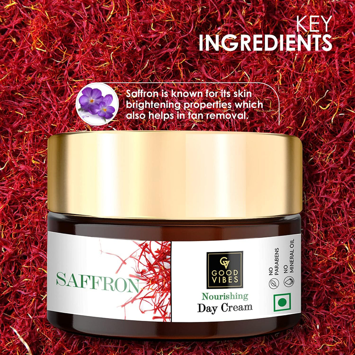 Good Vibes Saffron Nourishing Day Cream 100g - Face Moisturiser - Image 4