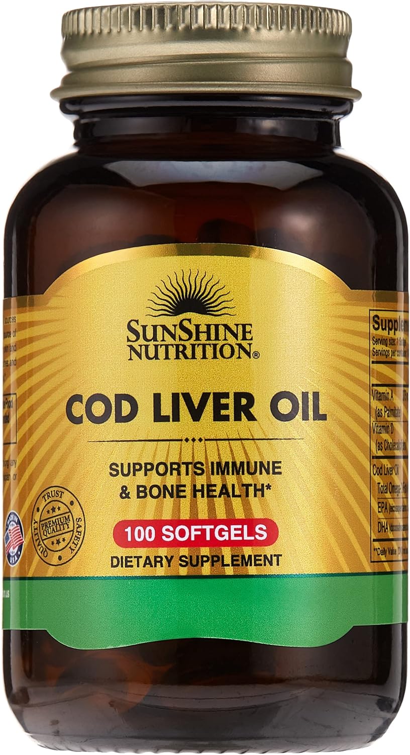 Sunshine Nutrition Cod Liver Oil Softgels - 100 Softgels