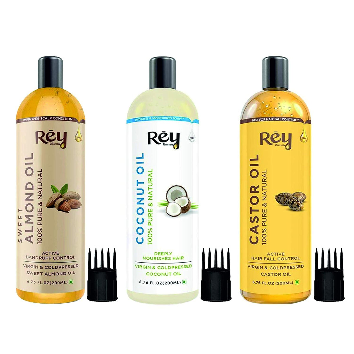 ReyNaturals Cold Pressed Castor, Coconut & Sweet Almond Oil - 600ml