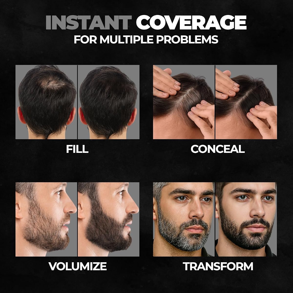 Beardo Blackout Hair Powder - Instantly Covers Roots, Beards & Bald Spots - 4g - Image 2