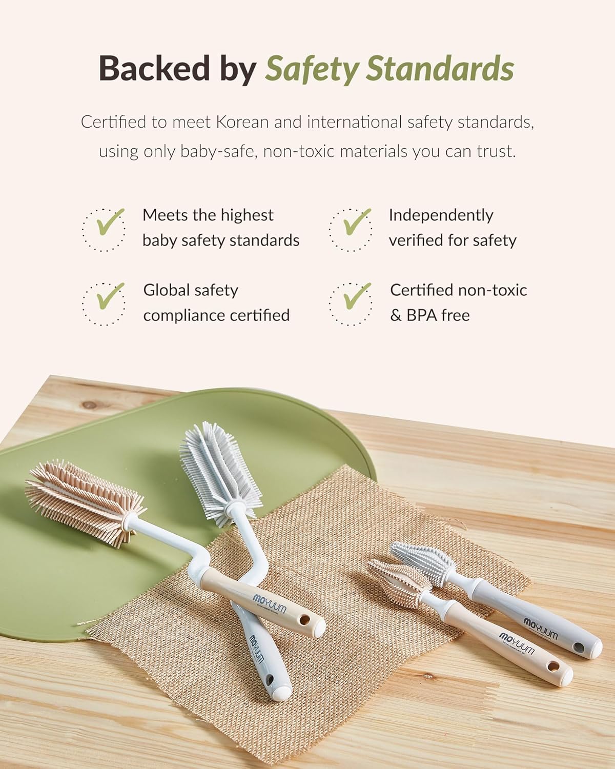 Moyuum Silicone Baby Bottle Cleaning Brush Set - Grey - Image 7
