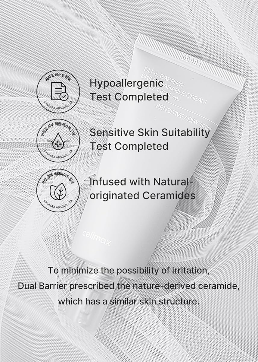 Celimax Dual Barrier Skin Wearable Cream - Long Lasting Moisturizer with Ceramides and Hyaluronic Acid, 50ml - Image 6
