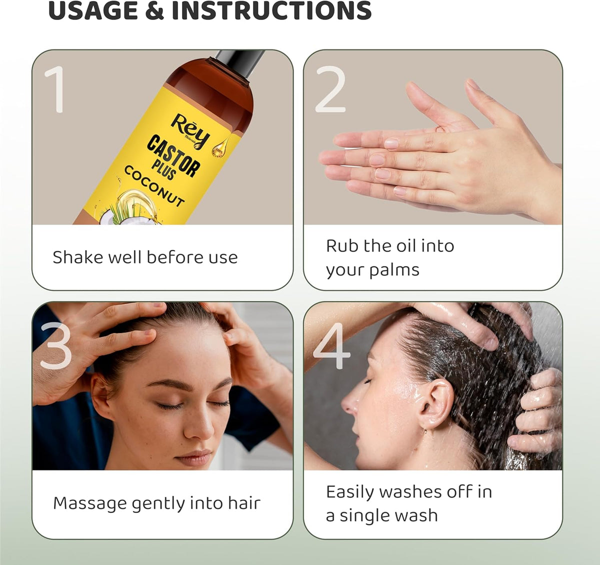 ReyNaturals Castor Plus Coconut Hair Oil - 200ml Hair Treatment - Image 4