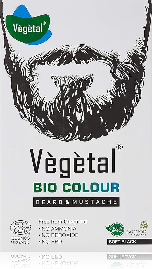 Vegetal Bio Beard & Mustache Hair Colour, Soft Black - Natural Dyeing, 1 Pack
