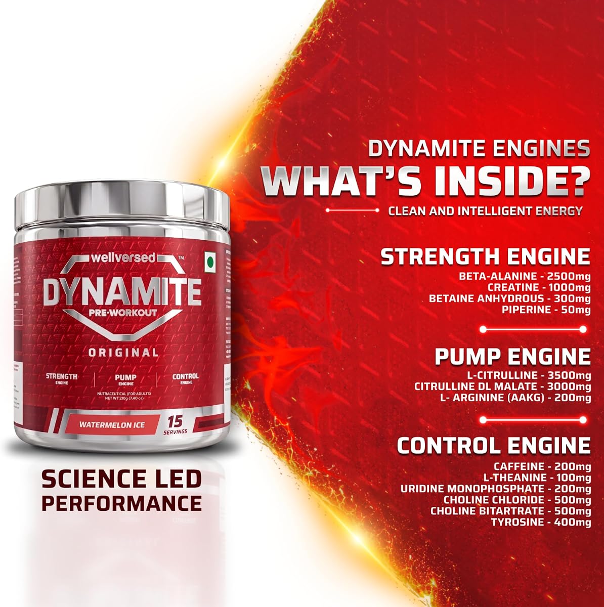 Wellcore Dynamite Pre-Workout Powder, Watermelon Ice - 210g - Image 5