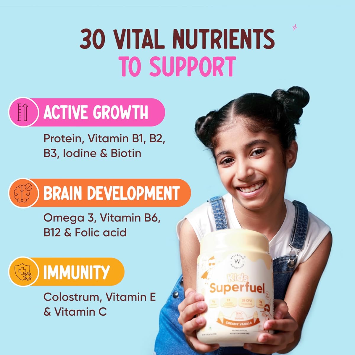 Wellbeing Nutrition Kids Superfuel 400g - Vanilla, 23 Vitamins & Minerals - Image 3
