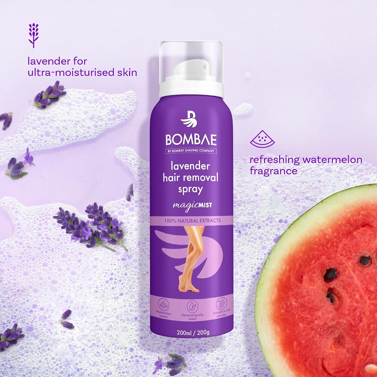 Bombay Shaving Lavender Hair Removal Spray - Painless, Moisturising, 200g - Image 4