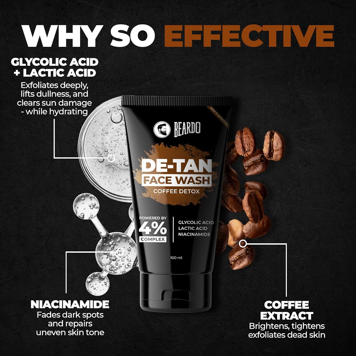 Beardo DeTan Coffee Face Wash for Men - 100ml - Image 3