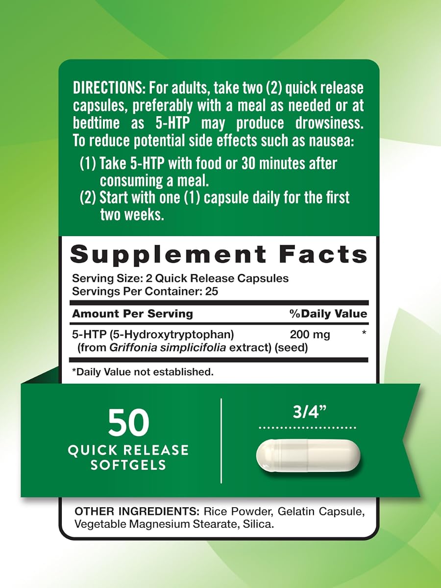 Nature's Truth 5HTP Supplement - 200mg Quick-Release Capsules, 50 Count - Image 2