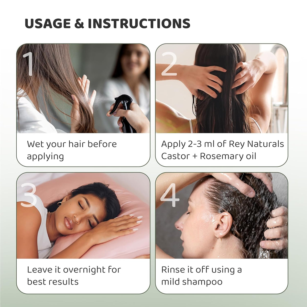 ReyNaturals Castor and Rosemary Hair Oil - Hair Growth Treatment, 200ml - Image 4