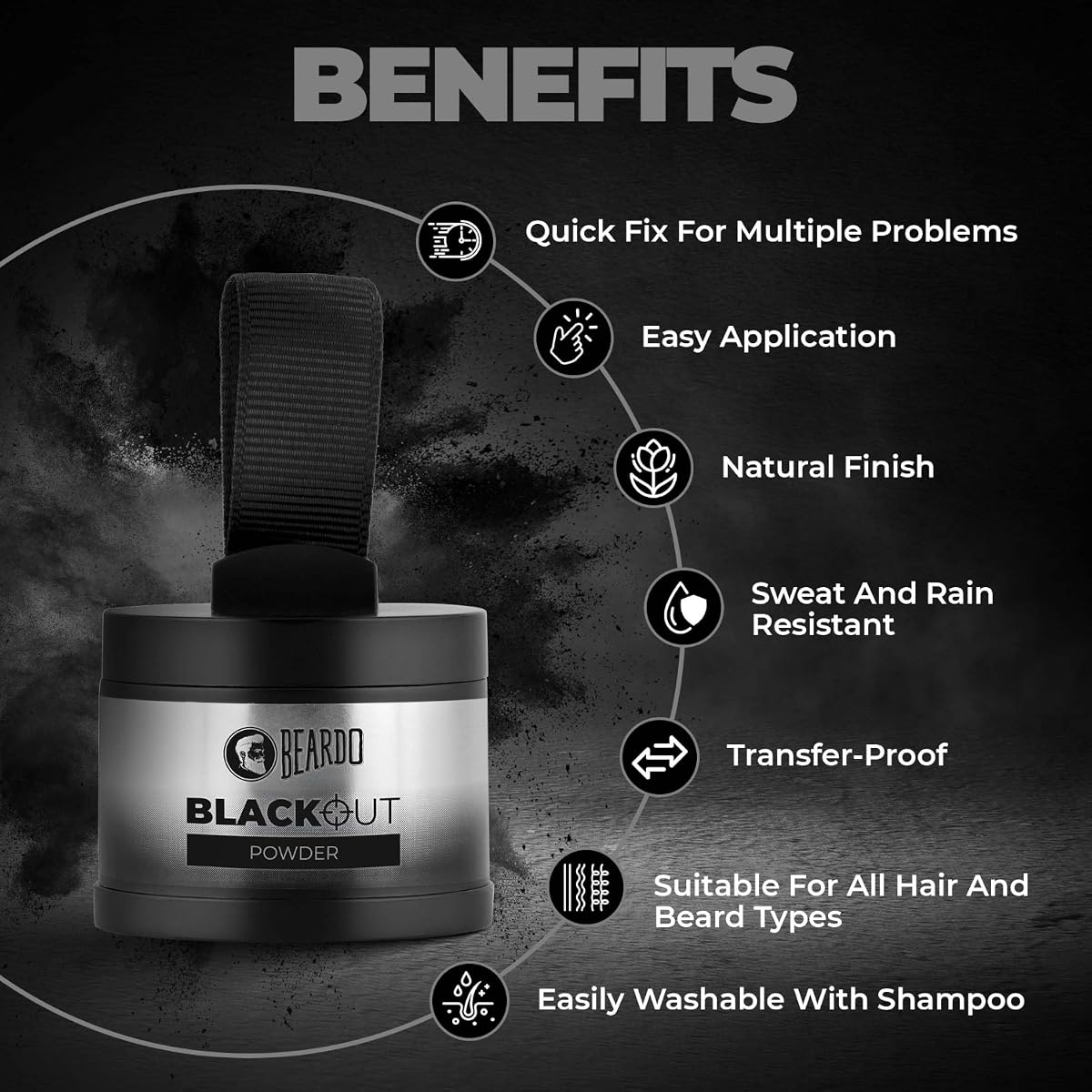 Beardo Blackout Hair Powder - Instantly Covers Roots, Beards & Bald Spots - 4g - Image 4