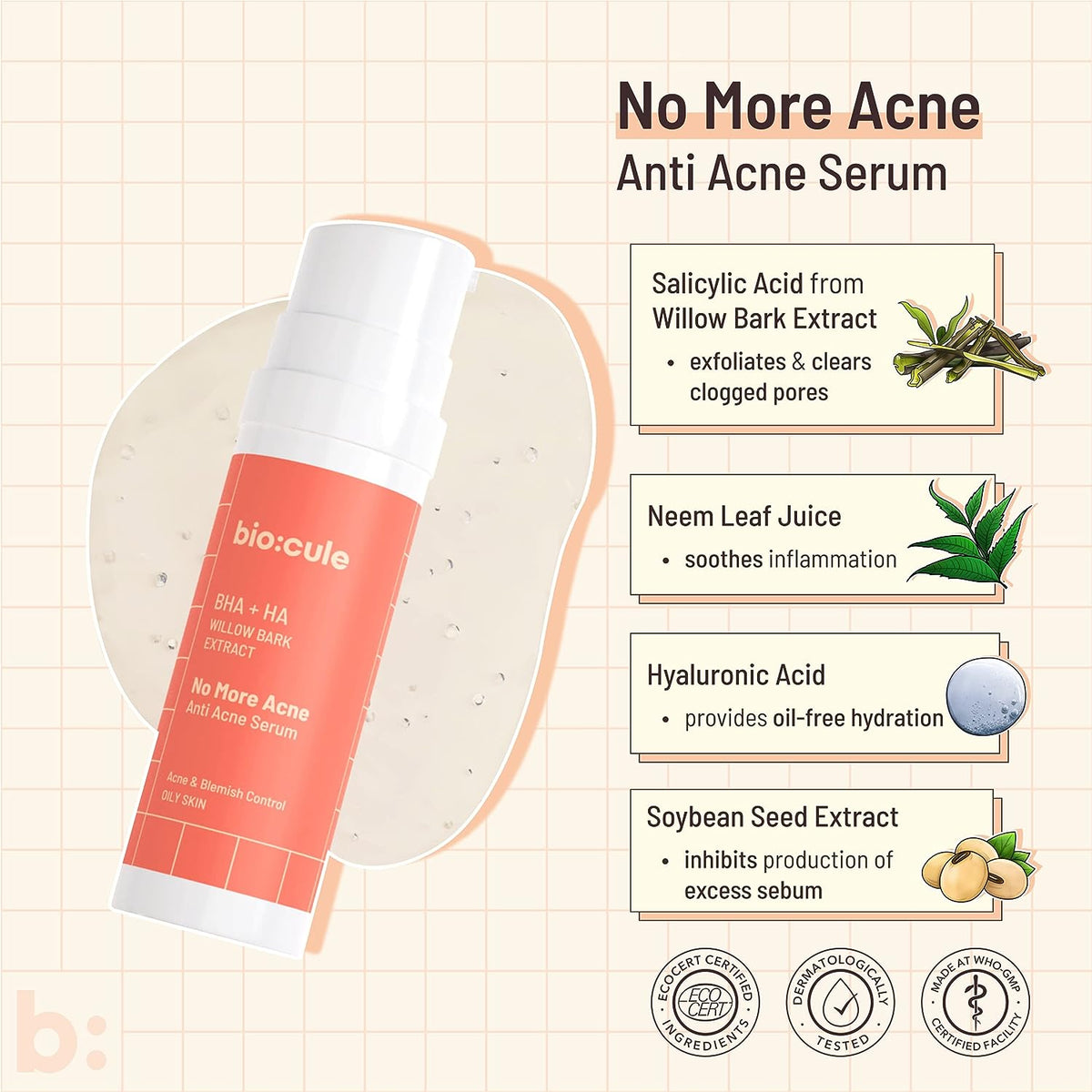 Biocule No More Acne Serum - BHA + HA, 30ml - Image 5
