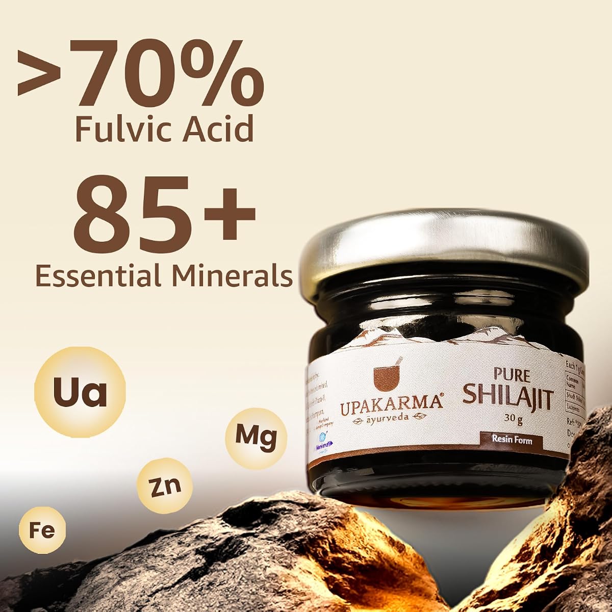 Upakarma Ayurveda Shilajit Resin - Pure Soft, Natural Source of Fulvic Acid, 30g - Image 2