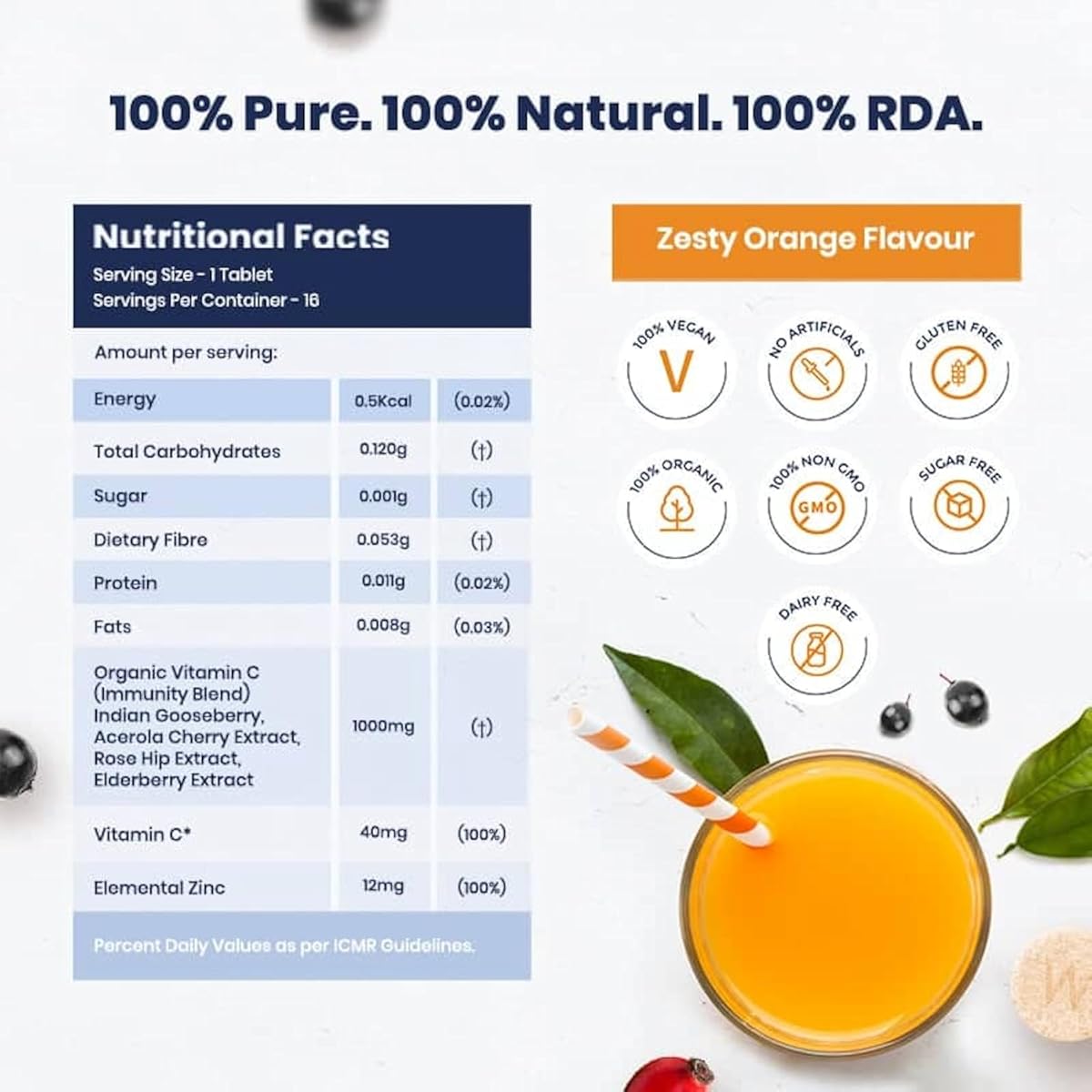 Wellbeing Nutrition Organic Vitamin C + Zinc Effervescent Tablets, 16 Pack - Image 4