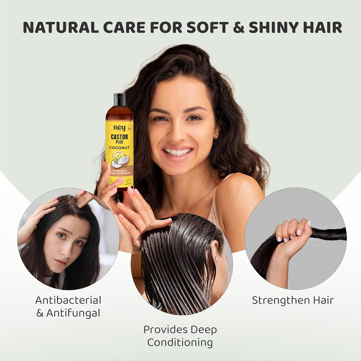 ReyNaturals Castor Plus Coconut Hair Oil - 200ml Hair Treatment - Image 2