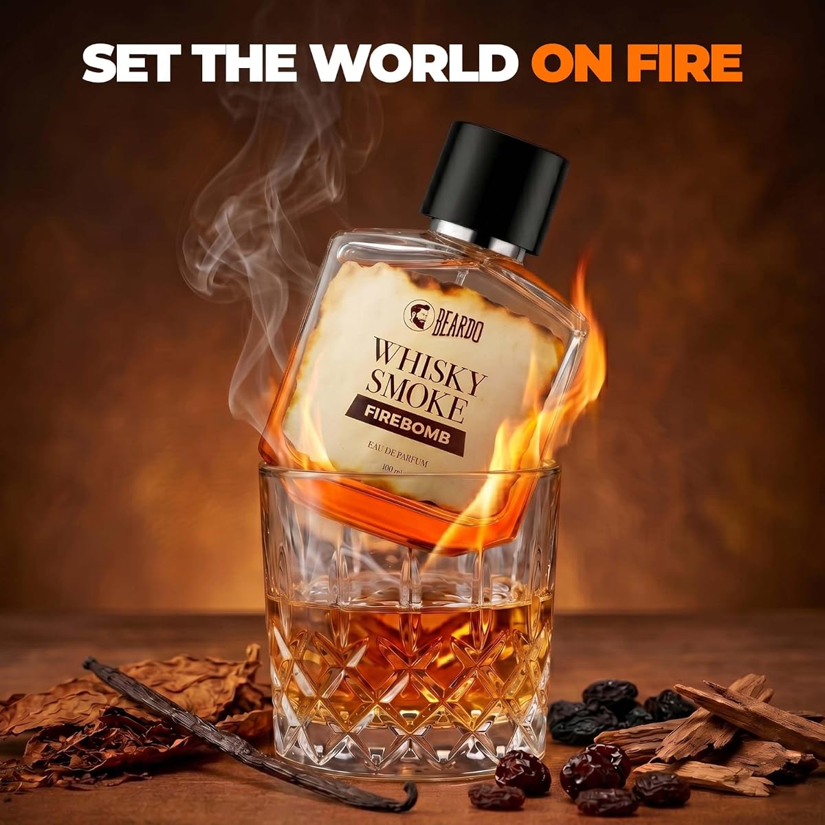 Beardo Whisky Smoke Firebomb Eau De Parfum for Men - Spicy Woody Scent, 100ml - Image 5