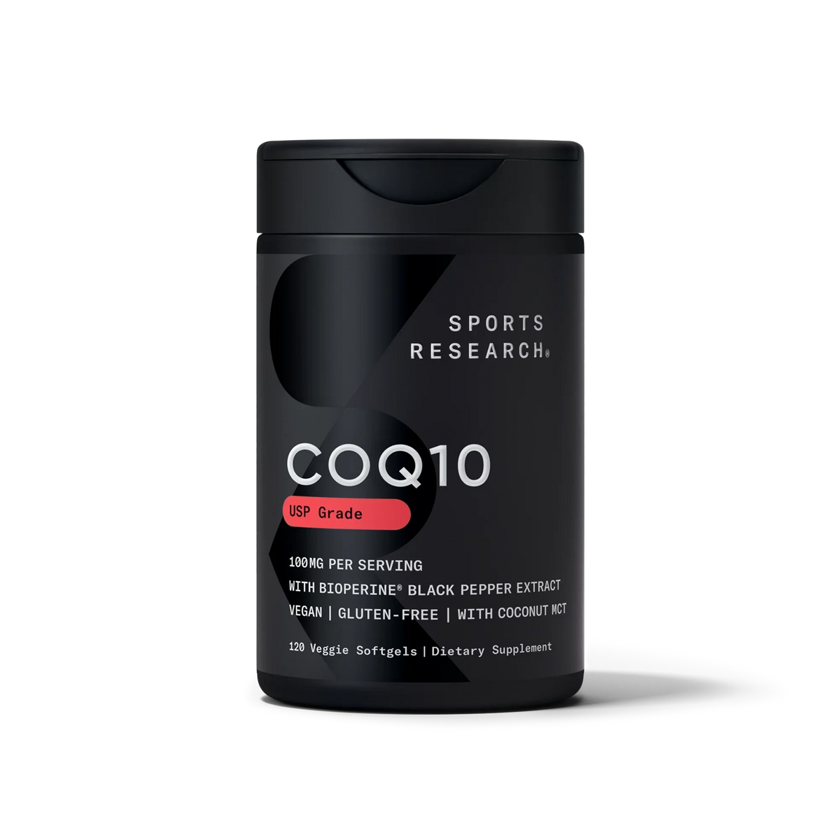 Sports Research CoQ10 100mg Enhanced with Coconut Oil & Bioperine Vegan Certified and Non-GMO Verified 120 Veggie Softgels for Better