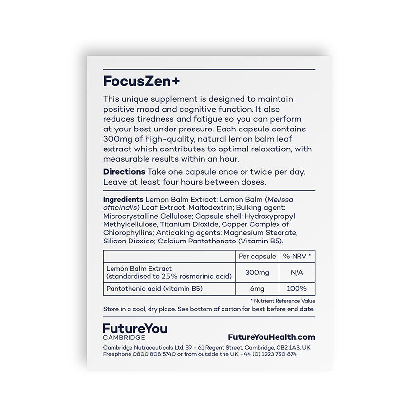 FutureYou Focus Zen - Lemon Balm Extract Capsules, Vegan - 28 Day Supply - Image 3