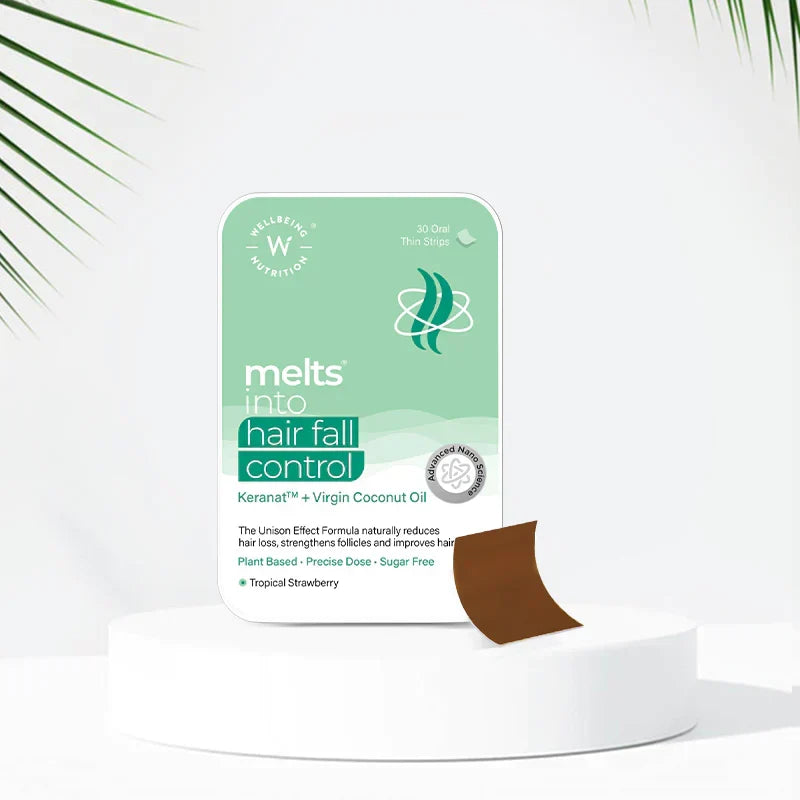 Wellbeing Nutrition Melts Hair Fall Control Oral Strips - Tropical Strawberry, 30 Strips