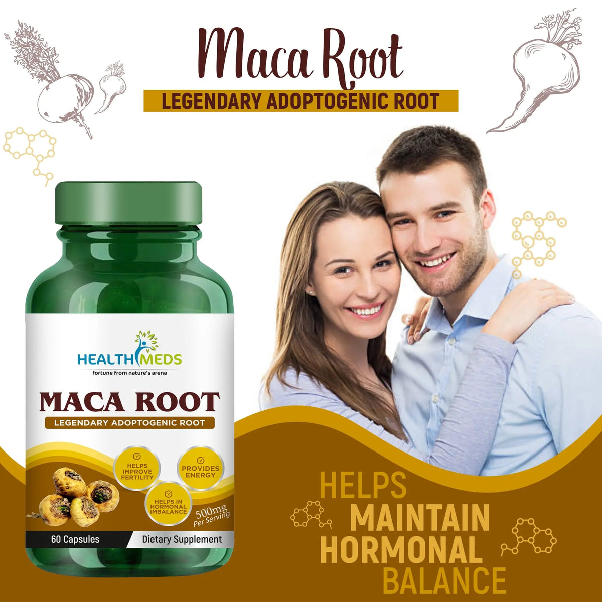 Healthmeds Maca Root Extract 500mg - 60 Veg Capsules Dietary Supplement - Image 6