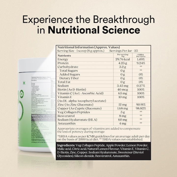 Wellbeing Nutrition Vegan Pro Collagen Supplement - Lemon & Lime, 250g, 25 Servings - Image 8