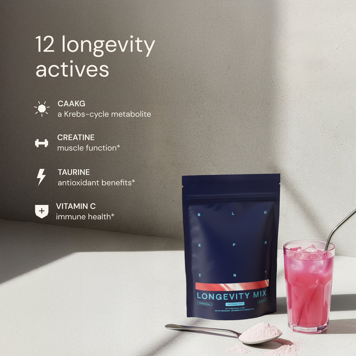 Blueprint Longevity Mix - Blood Orange - Functional Drink Powder, 30 Servings