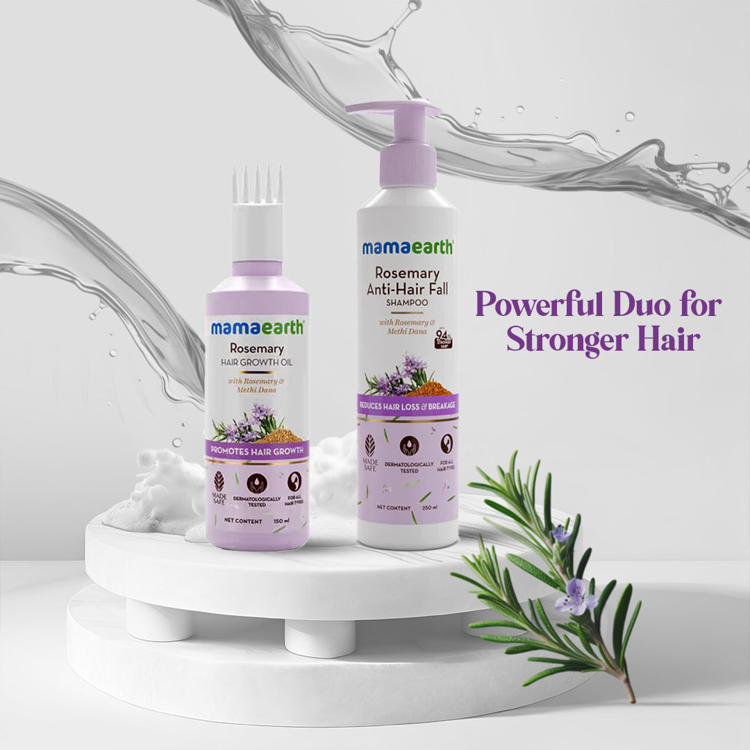 Mamaearth ROSEMARY HAIR GROWTH OIL 150ML and Mamaearth Rosemary Anti-Hairfall Shampoo 250 ml Combo