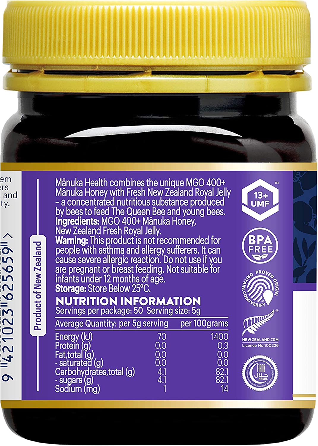 Manuka Health Manuka Honey with Royal Jelly, MGO 400+, 250g - Image 3