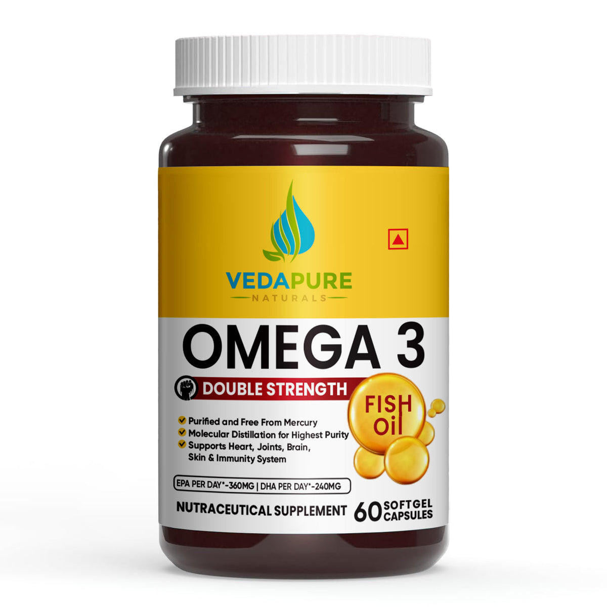Vedapure Omega-3 Fish Oil Capsules - 60 Count