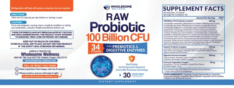 Wholesome Wellness Raw Probiotics 100 Billion CFU Organic Tablets - 30 Count - Image 2
