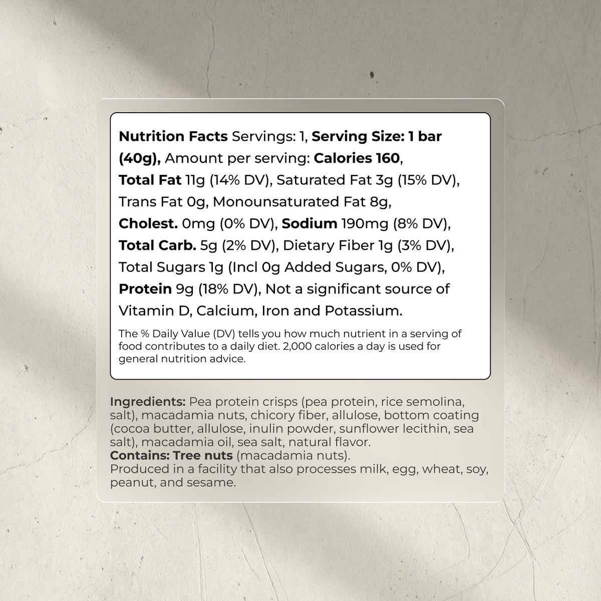 Blueprint Macadamia Protein Bar - White Cocoa Butter - 9g Protein, No Added Sugar, 12 Bars