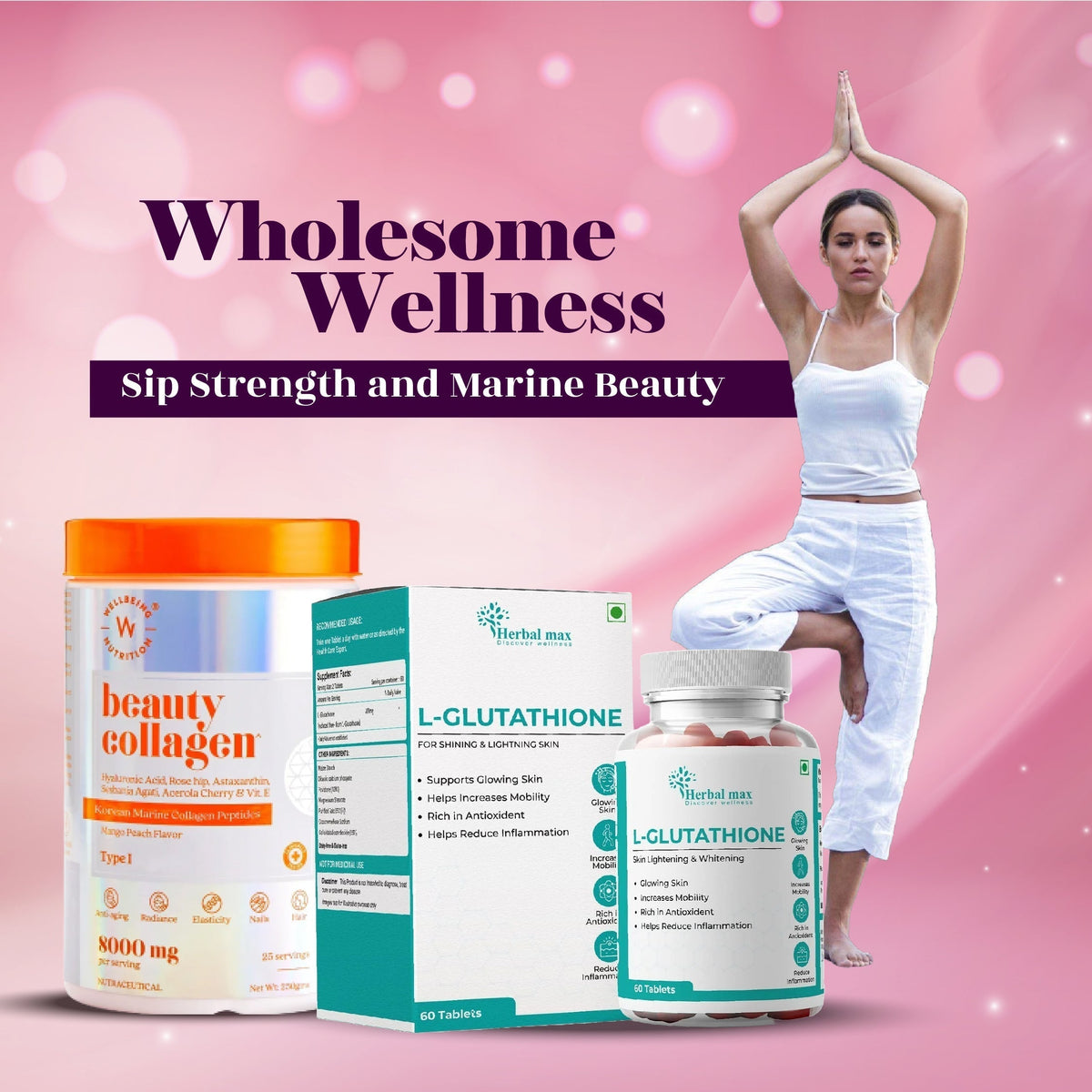 Beauty Collagen and Herbal Max L Glutathione Combo