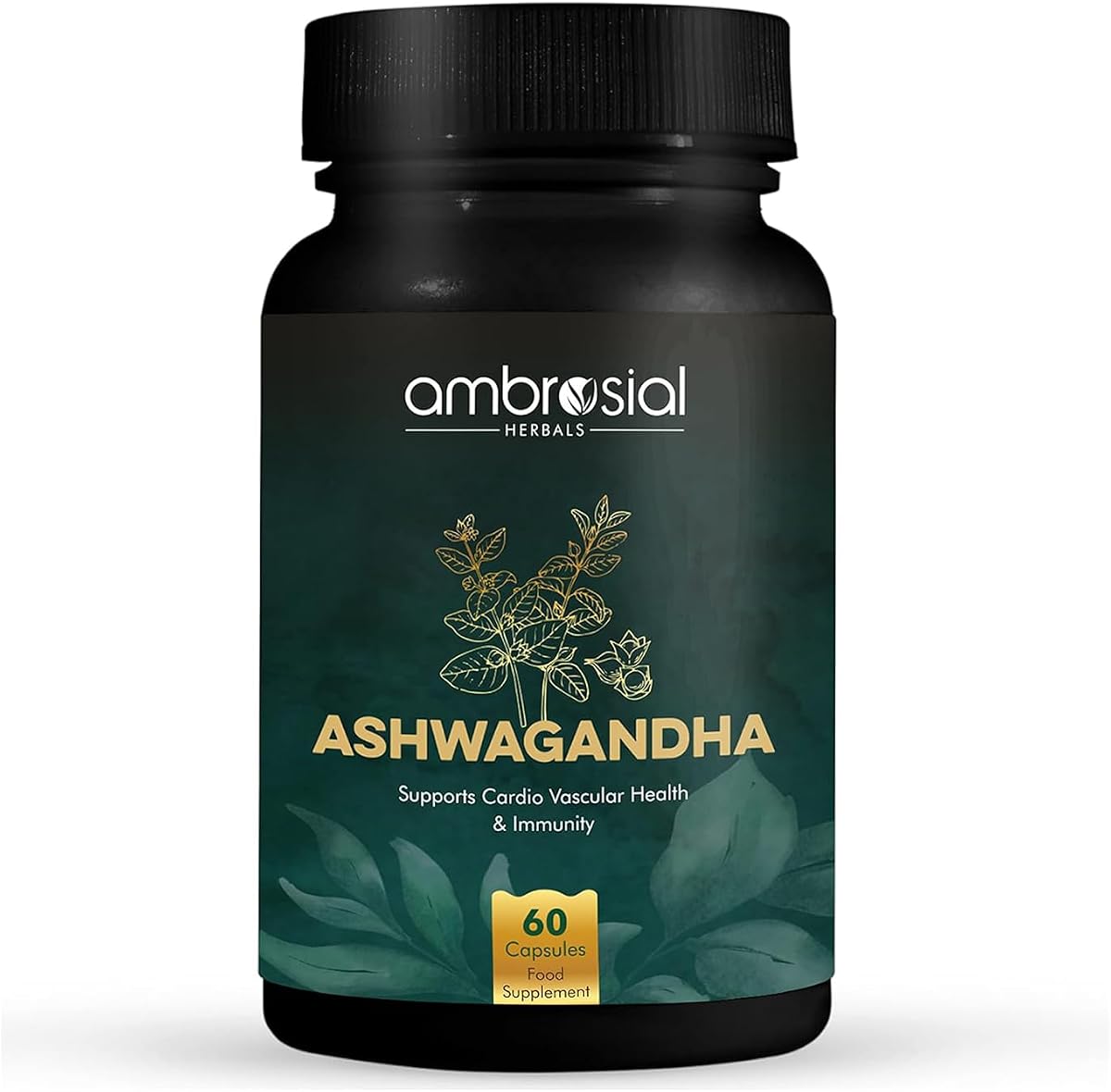 Ambrosial Ashwagandha Capsules - 500mg High Strength Herbal Supplement, 60 Vegan Capsules