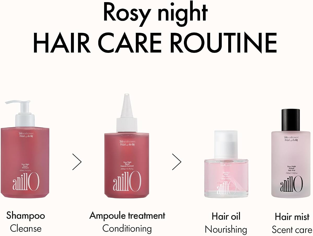 ANILLO Rosy Night Hair Ampoule Treatment - Water-to-Cream Formula, 200ml