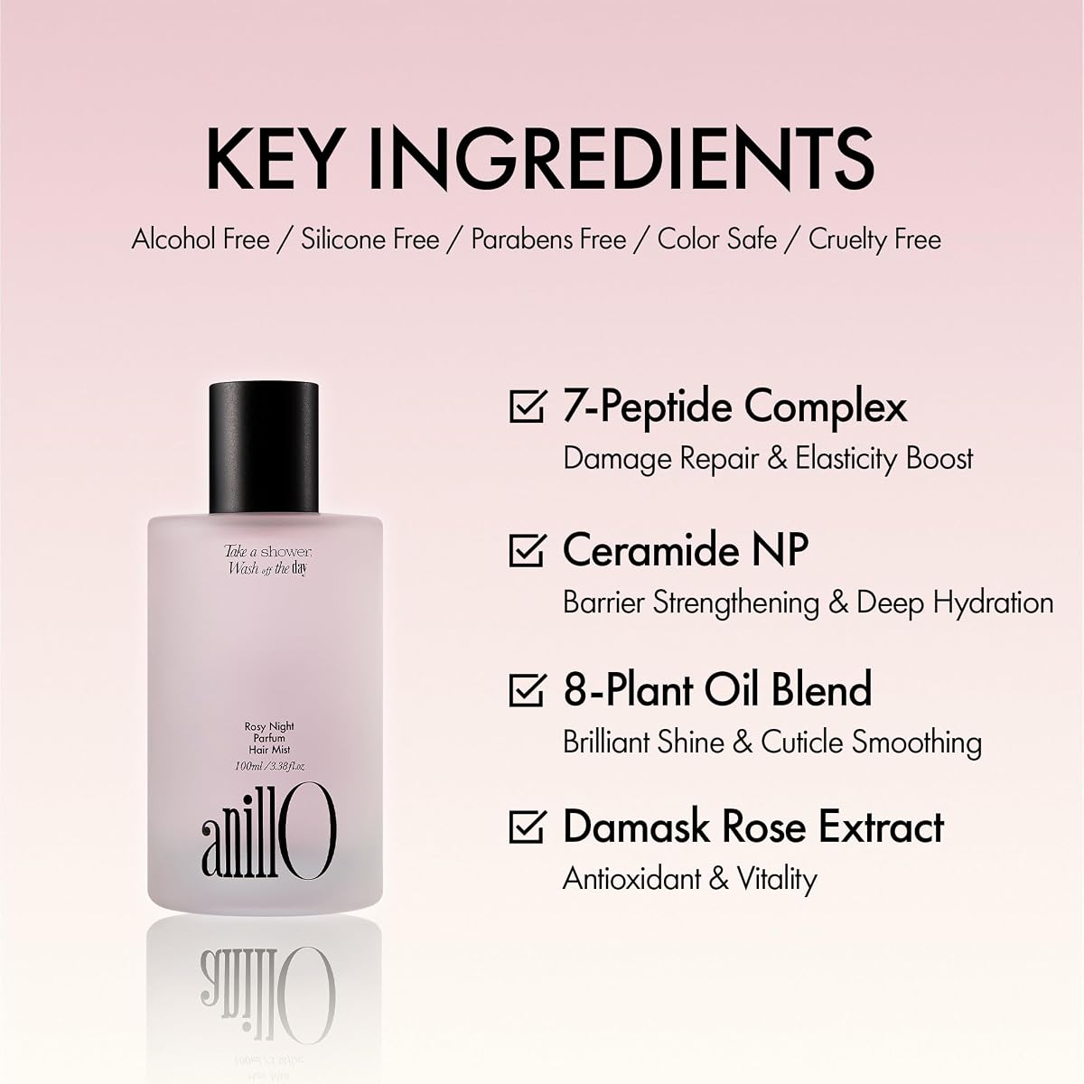 Anillo Rosy Night Vegan Hair Perfume - Floral Musky Scent, 100ml