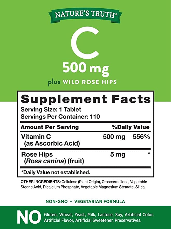 Nature's Truth Vitamin C 500 mg Tablets, 110 Count - Image 2