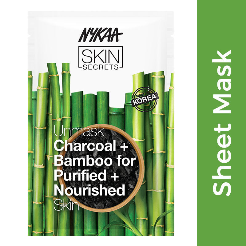 Nykaa Skin Secrets Charcoal & Bamboo Sheet Mask - Hydrating and Cleansing