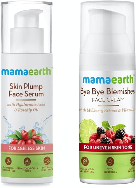 Mamaearth Bye Bye Blemishes Face Creme & Skin Plump Face Serum, 30g Each