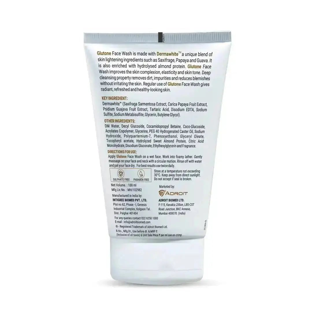 Glutone Face Cleanser with DermaWhite & Hydrolyzed Almond Protein - 100 ml - Image 3