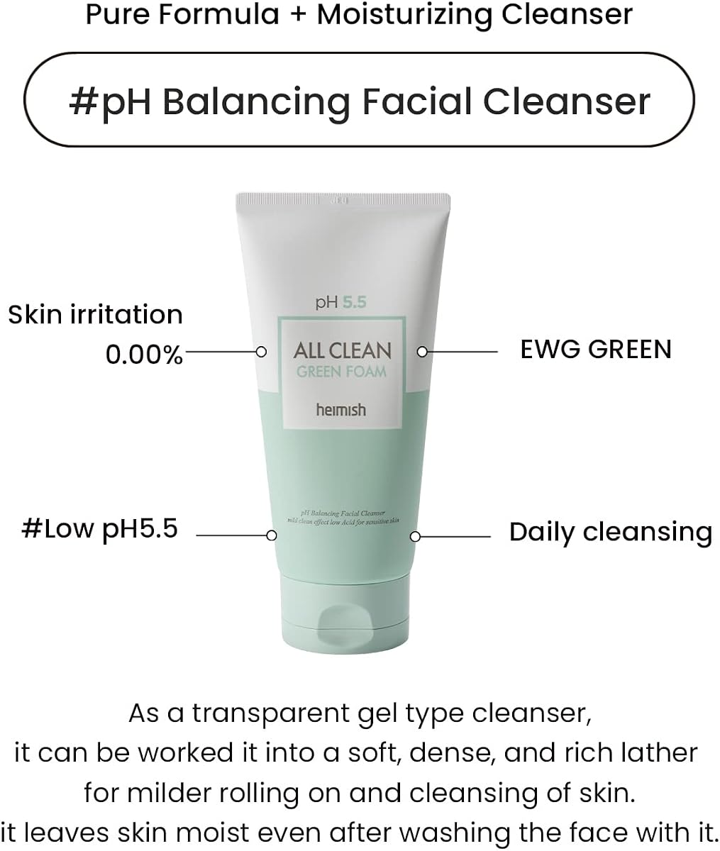 Heimish All Clean Green Foam Cleanser - pH Balancing, 150g