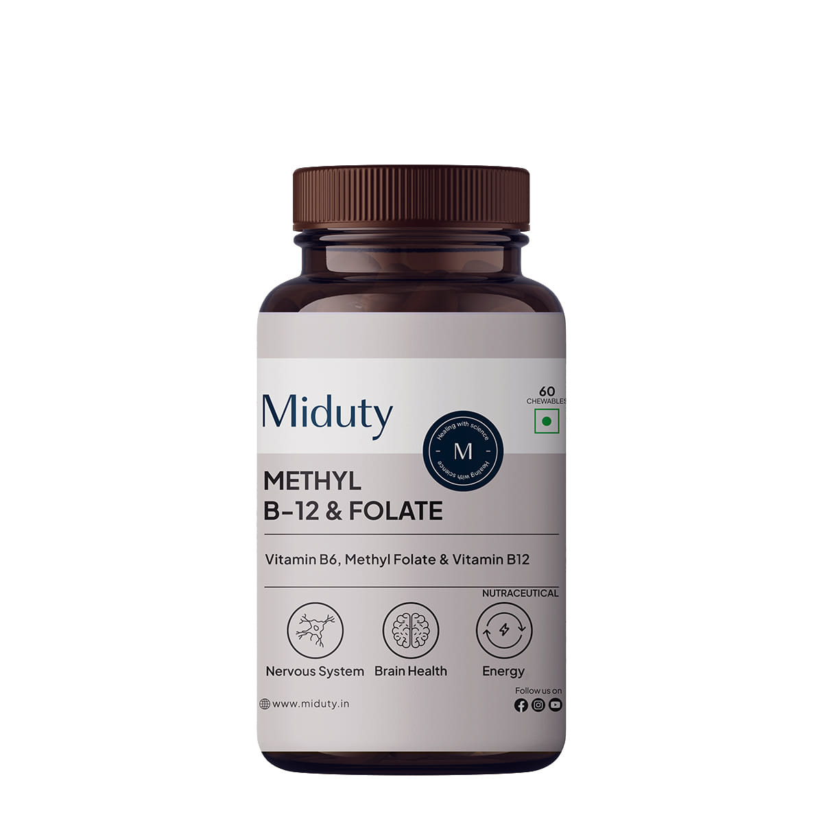 Miduty Vitamin B12 Folate β 60 Veg Tablets
