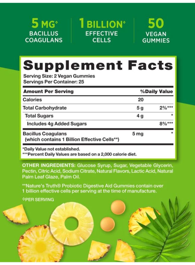 Nature's Truth Probiotic Digestive Aid - 50 Vegan Gummies - Image 6