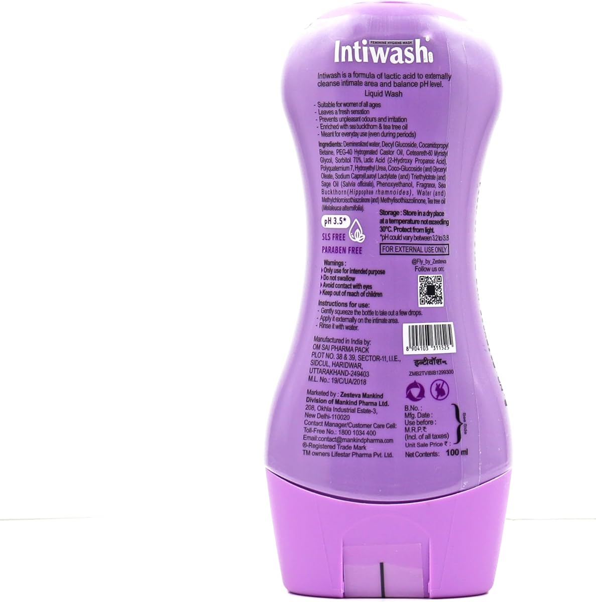 Mankind Intiwash Feminine Hygiene Wash with Lactic Acid - 100 ml