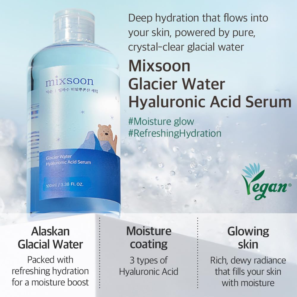 mixsoon Essential Glass Skin Duo Set - Bean Essence & Glacier Water Hyaluronic Acid Serum, 2 Pieces