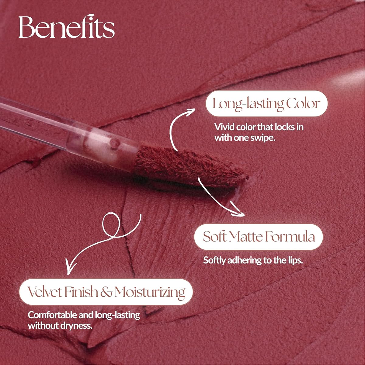 MUZIGAE Objet Lip Stain - Velvet Matte, Long-Lasting, 6ml